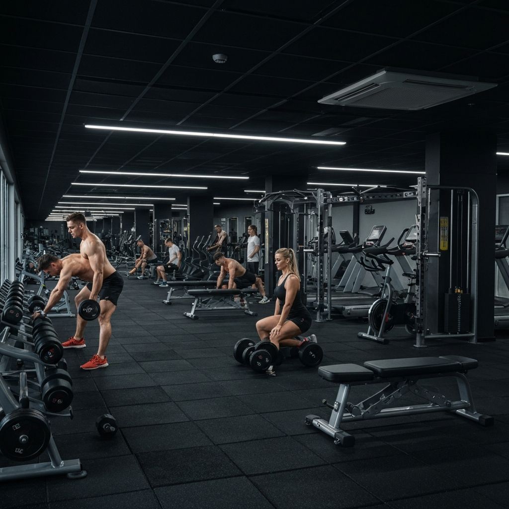 Modern gym with equipment and athletes